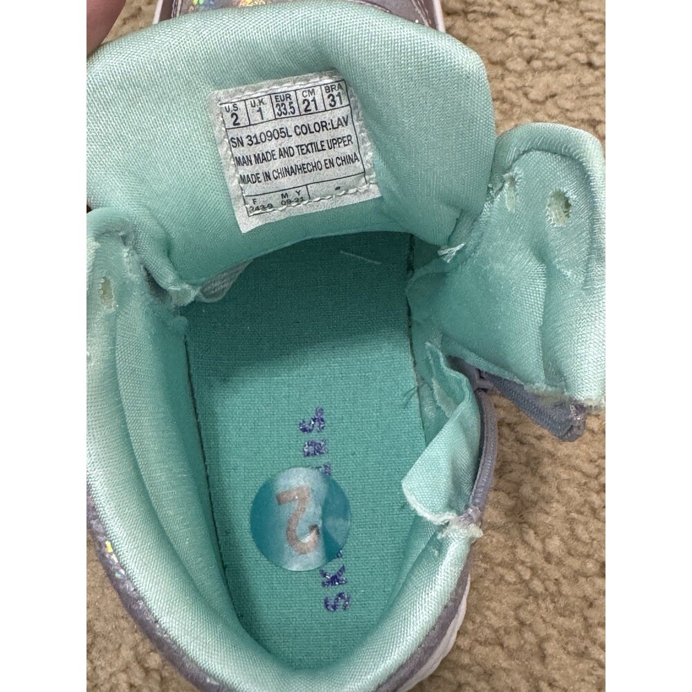 New Skechers Standouts - Sleek Shines girls Sneaker Sz 2 Light Purple/Silver - Picture 10 of 12